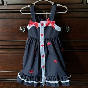 GOODLAD girls embroidered crabs navy blue dress size 2T
